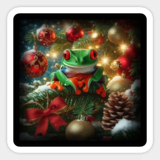 Red-eyed tree frog Christmas Sticker